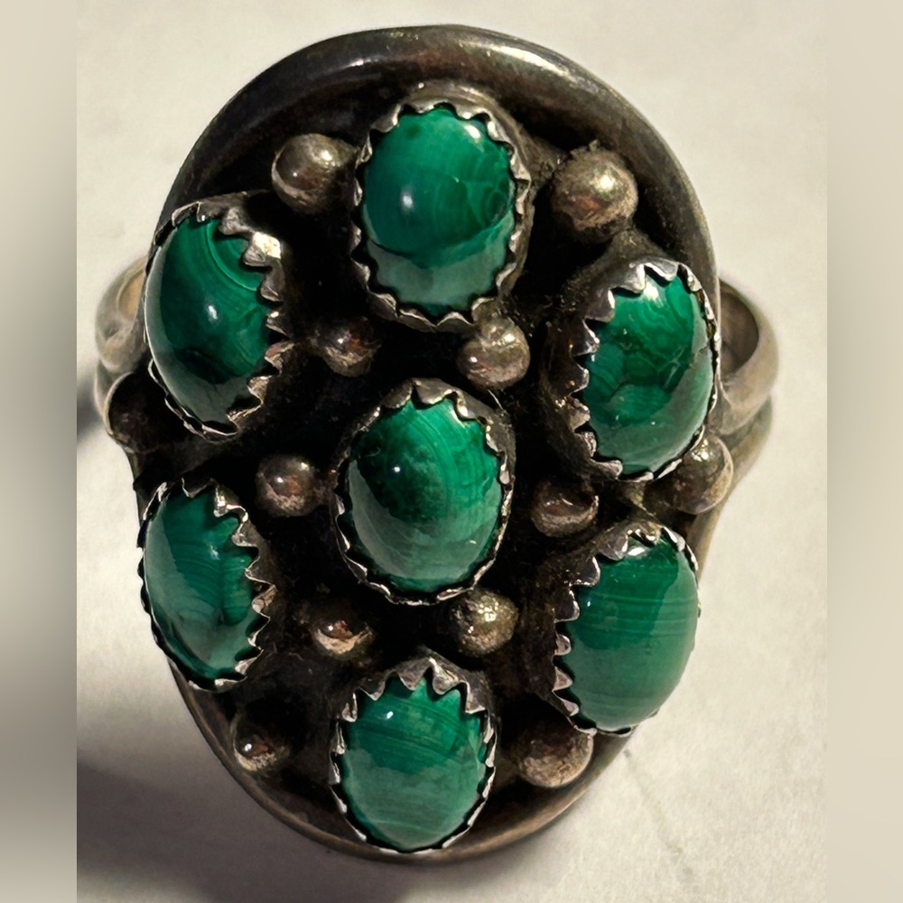 Native Women’s Green Turquoise Sterling Silver Ring Size 12